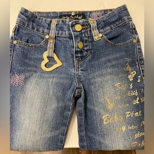 Baby Phat Blue Denim Jeans with Gold Accents girls size 7